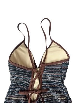 Ethnic Knit Monokini One Piece Swimsuit