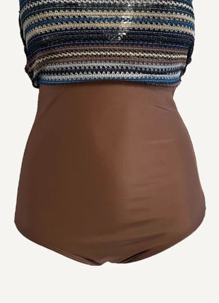 Ethnic Knit Monokini One Piece Swimsuit