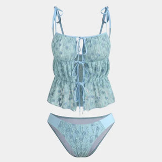Sky Lace 3 piece Bikini Set Cover up Beachwear