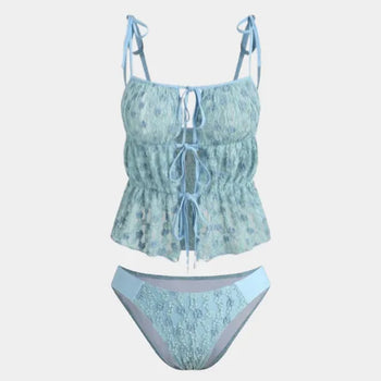 Sky Lace 3 piece Bikini Set Cover up Beachwear