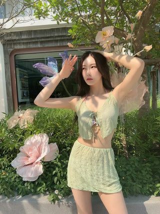 4 piece cover up bikini set lace cover up swimsuit pastel