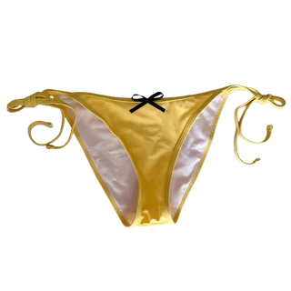 Yellow lettering crop top bikini cover up monokini belly covering swimsuit