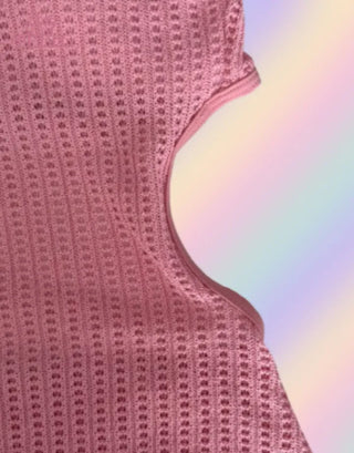 Knit Monokini One Piece Swimsuit Cover Up Bikini (Pink Sky Blue)