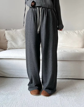 Training set hoodie + wide pants daily look banding pants loose fit