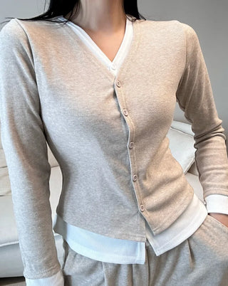 knit cardigan + banding pants two piece set cardigan pants