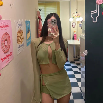 4PCS Bikini See through Cover up Set Swimsuit Bikini Set