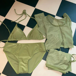 4PCS Bikini See through Cover up Set Swimsuit Bikini Set