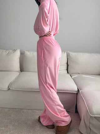 2pcs Set Velvet Training Zip Up Wide Training Pants Fall Training Set