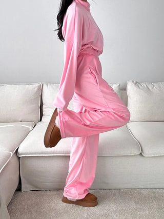 2pcs Set Velvet Training Zip Up Wide Training Pants Fall Training Set