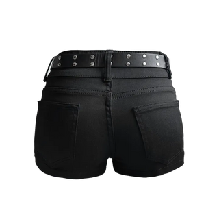 Mid Rise Belt Set Studded Short Hot Pants (Baddie Belt Shorts)