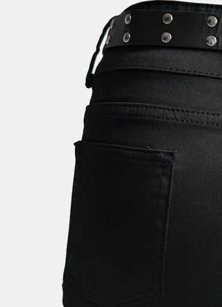 Mid Rise Belt Set Studded Short Hot Pants (Baddie Belt Shorts)