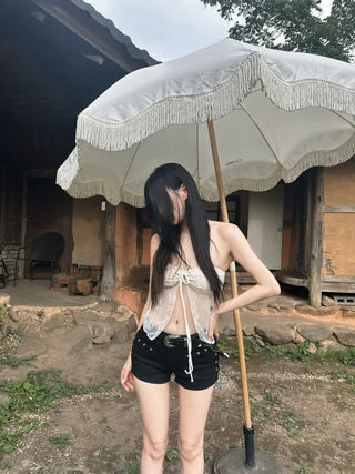 Mid Rise Belt Set Studded Short Hot Pants (Baddie Belt Shorts)