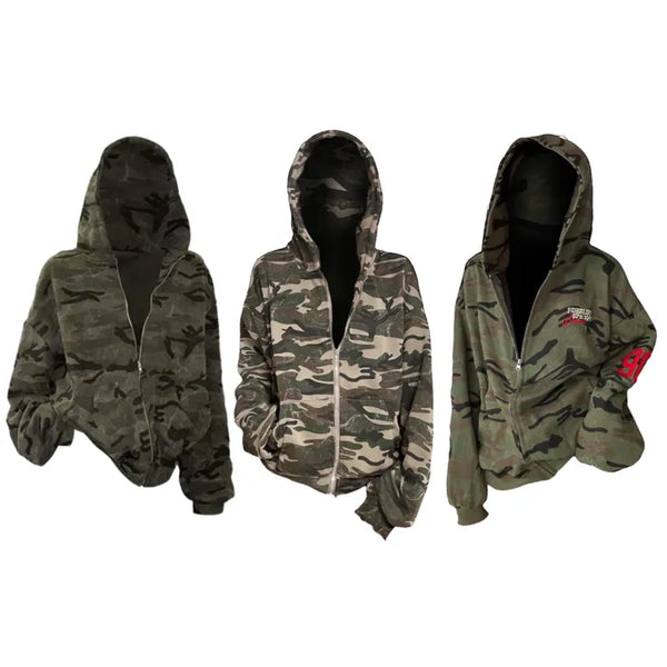 Camo Overfit Hooded Zip Up