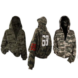 Camo Overfit Hooded Zip Up