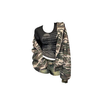 Camo Overfit Hooded Zip Up