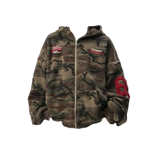 Camo Overfit Hooded Zip Up