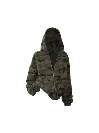 Camo Overfit Hooded Zip Up