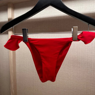 Ribbon Red Frill Bikini Top and Bottom Set