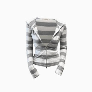 Striped Slim Fit Hooded Zip Up