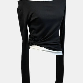 Trainee Style 2 piece Nashi + T shirt Set Off Shoulder Layered Coordination