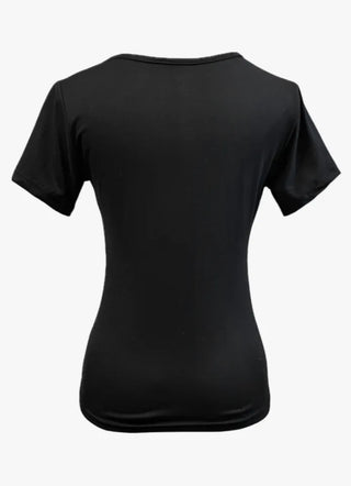 Vintage lettering slim fit round neck short sleeve t shirt