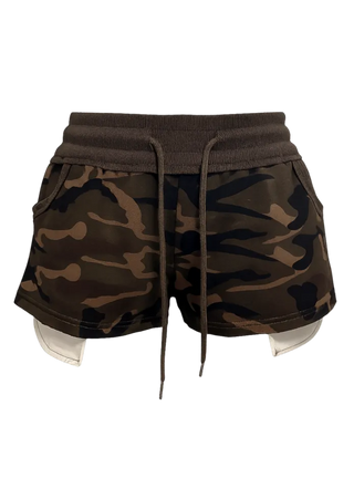 Double Layer Camo Shorts Underlay Camo Jogger Pants