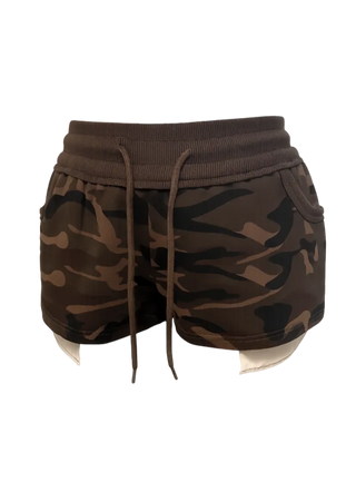 Double Layer Camo Shorts Underlay Camo Jogger Pants
