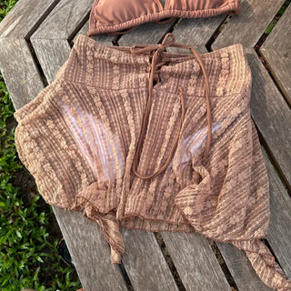 3 piece set: lace cardigan bikini skirt bikini skirt swimsuit belly cover up