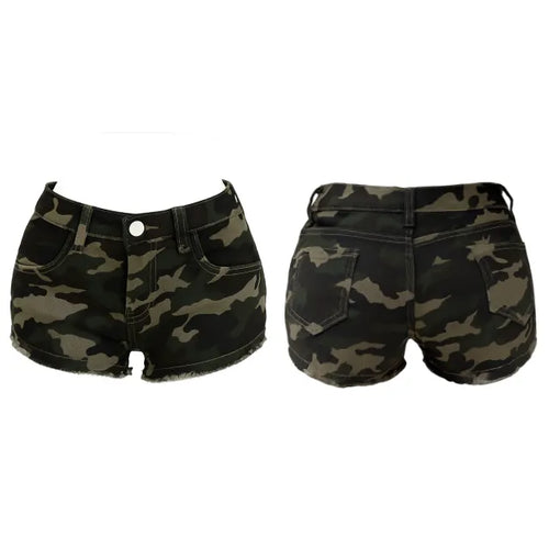 Vintage Camo Shorts  Washed Camo Denim Shorts
