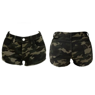 Vintage Camo Shorts  Washed Camo Denim Shorts