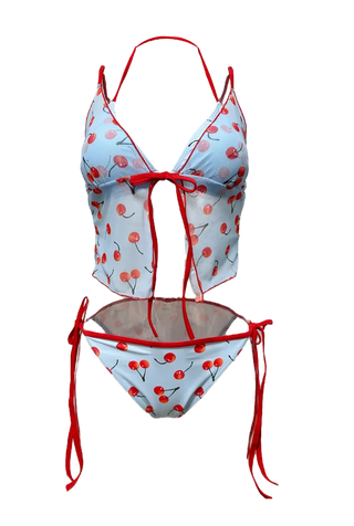 Kitschmood Cherry Bikini 4 piece set beachwear