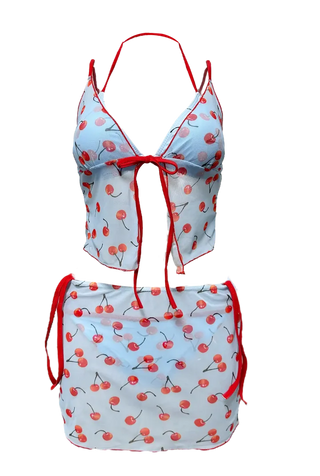 Kitschmood Cherry Bikini 4 piece set beachwear