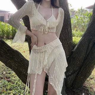Lace Goddess Cover Up 4 Piece Set Bikini Beachwear Swimsuit Set