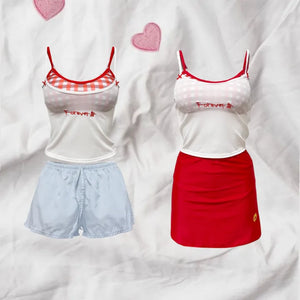 Red Check Bikini Set   Gingham Check 4 Piece Bikini Set