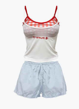 Red Check Bikini Set   Gingham Check 4 Piece Bikini Set