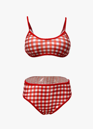 Red Check Bikini Set   Gingham Check 4 Piece Bikini Set