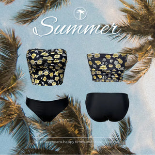 Black Bloom Tube Bikini Set