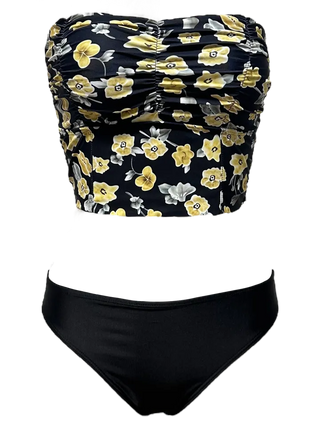 Black Bloom Tube Bikini Set