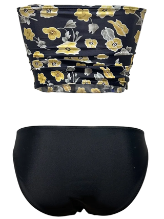 Black Bloom Tube Bikini Set