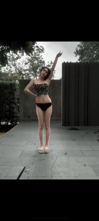 Black Bloom Tube Bikini Set