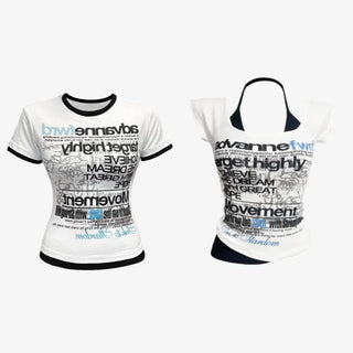 2 Type Lettering Layered Style T Shirt