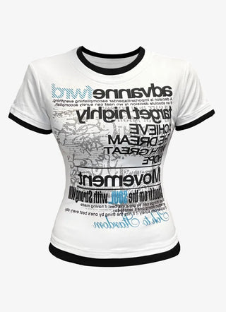 2 Type Lettering Layered Style T Shirt