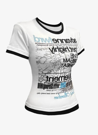 2 Type Lettering Layered Style T Shirt