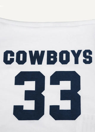 Cowboys 33 Set   Off Shoulder Crop Tee & Jogger Shorts Set