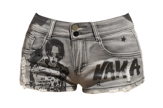 NANA Denim Shorts   Printed & Studded Belt Detail Denim Shorts