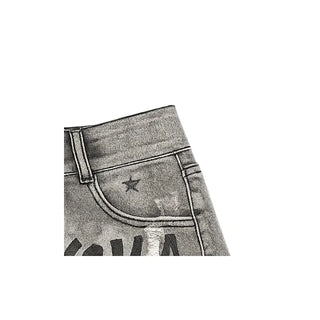 NANA Denim Shorts   Printed & Studded Belt Detail Denim Shorts
