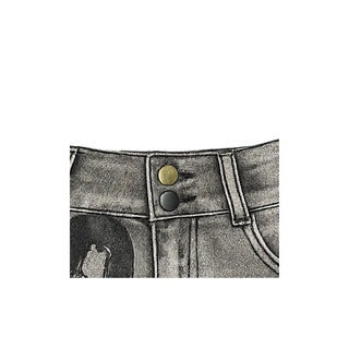 NANA Denim Shorts   Printed & Studded Belt Detail Denim Shorts