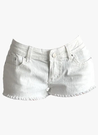 Basic cutting white denim shorts