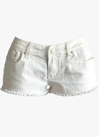 Basic cutting white denim shorts