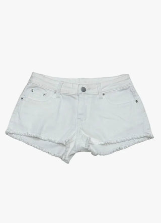 Basic cutting white denim shorts